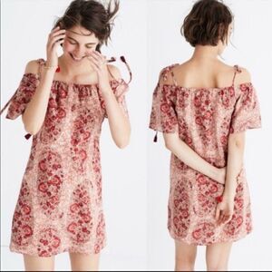 NWOT Madewell Silk Cold-Shoulder Dress in Watercolor Paisley size S